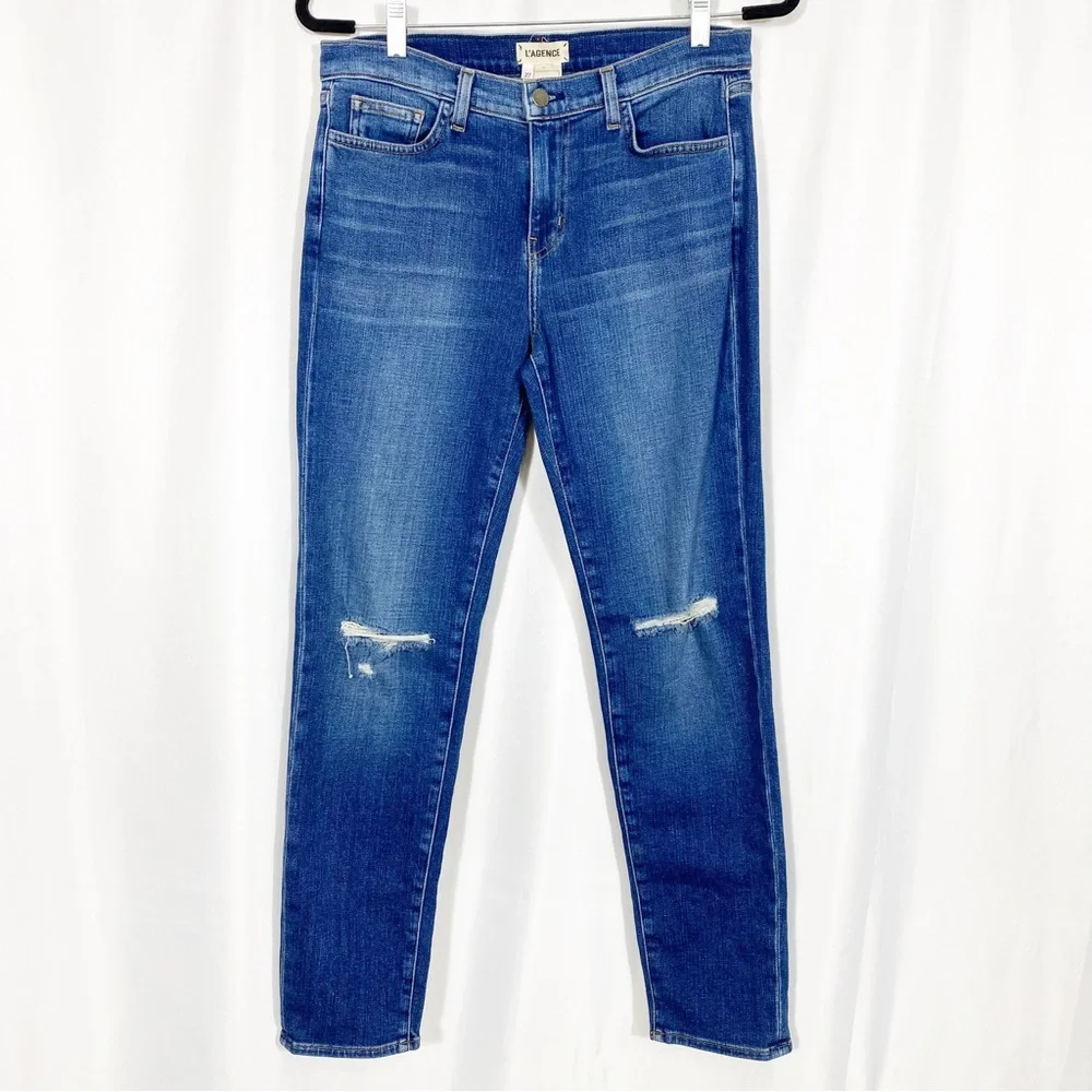 L’Agence Mon Jules The Perfect Fit Skinny Straight Jeans: Authentique Distressed